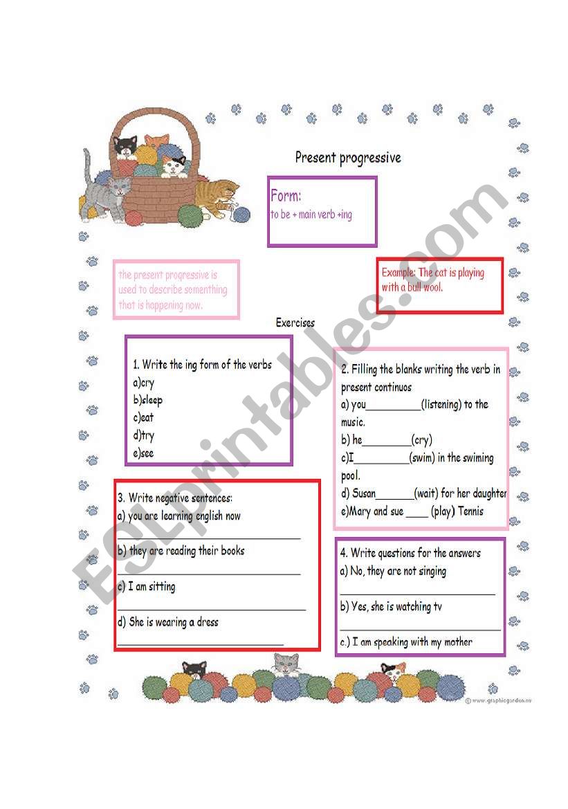 Present progressive worksheet