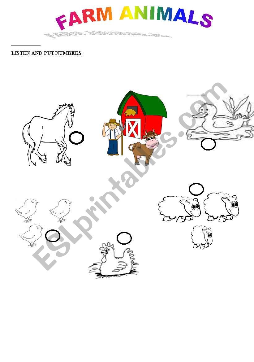 FARM ANIMALS worksheet