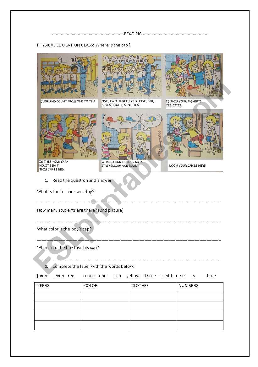 READING ACTIVITY worksheet