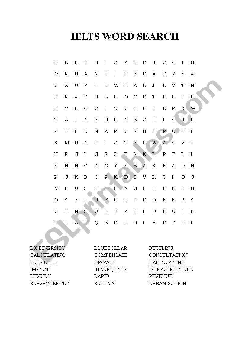 IELTS word search worksheet