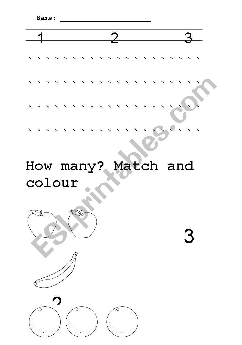 Write, How many & match worksheet
