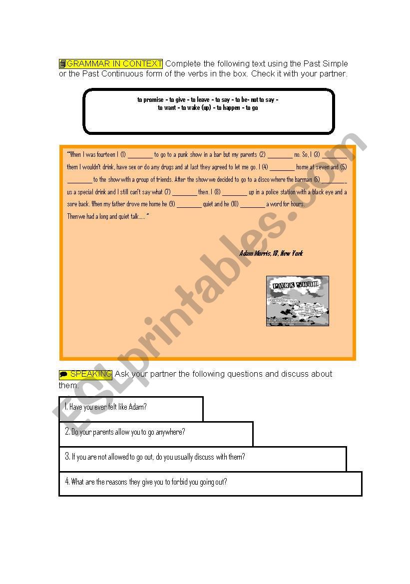 Adam and his parents worksheet