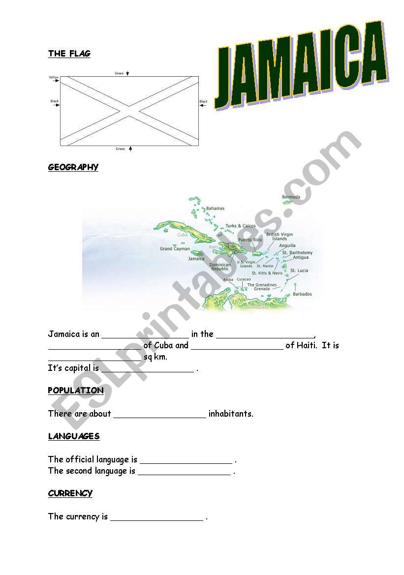 Webquest (Jamaica) worksheet