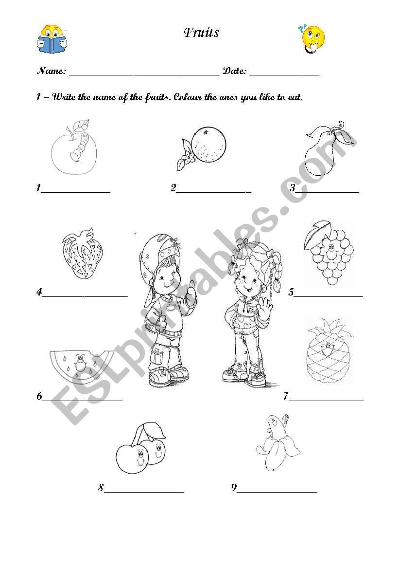 Fruits worksheet