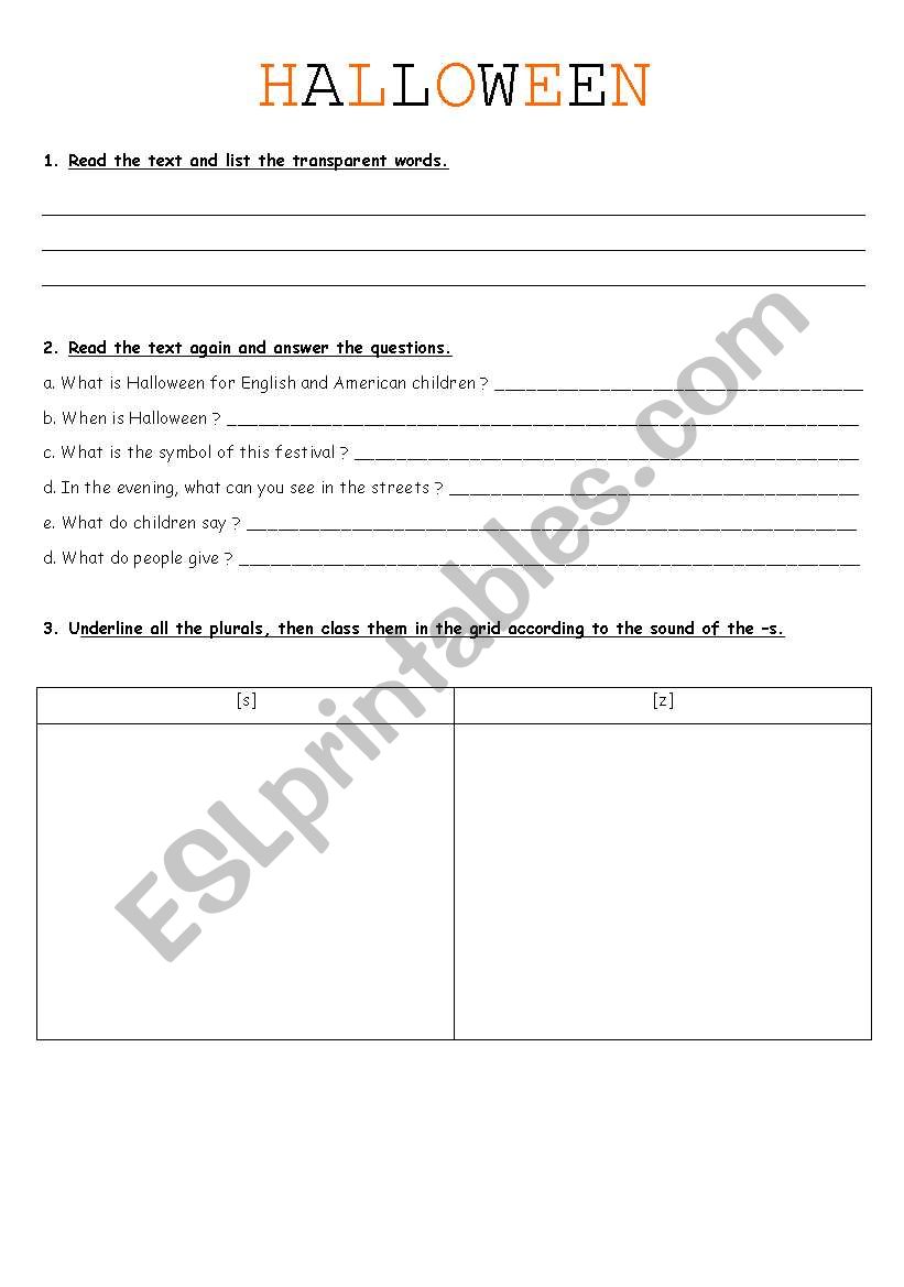Halloween worksheet worksheet
