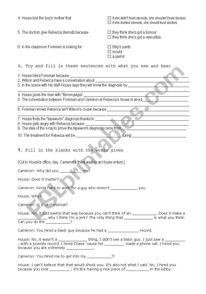 House MD worksheet