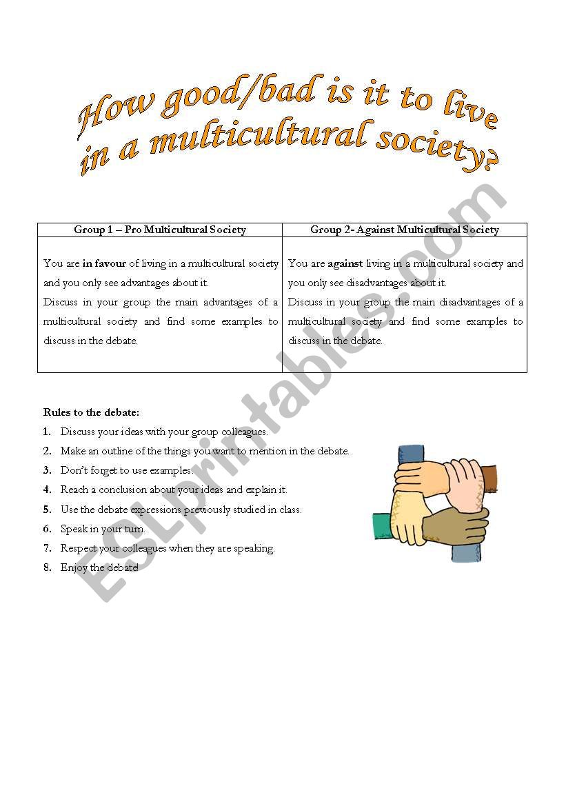Multiculturalism debate worksheet