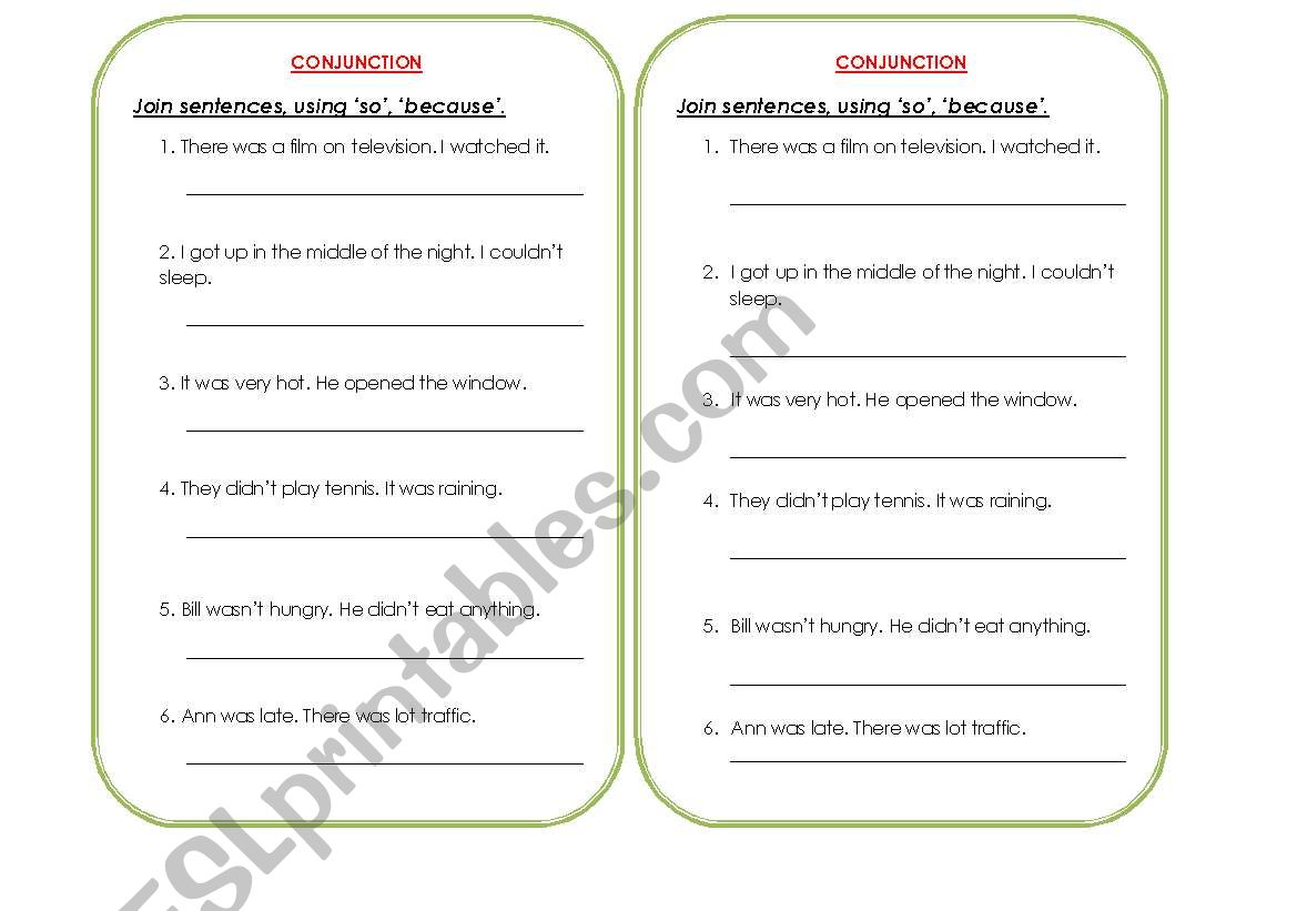 conjunctions- 1 (so and because)