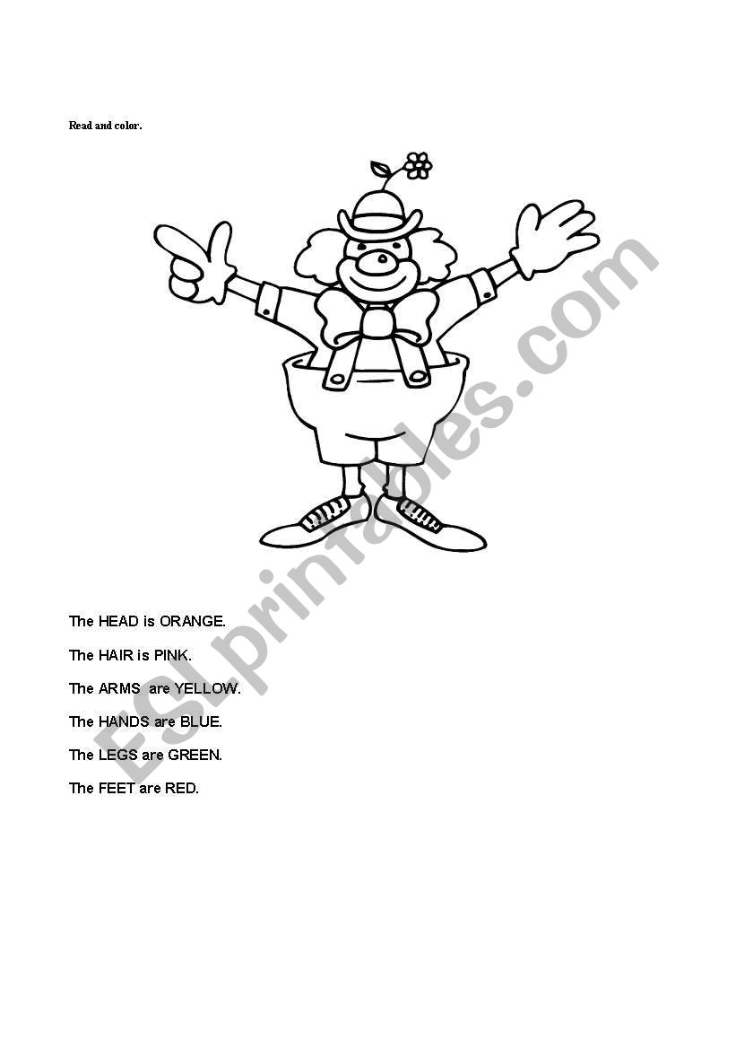 The colorful clown worksheet