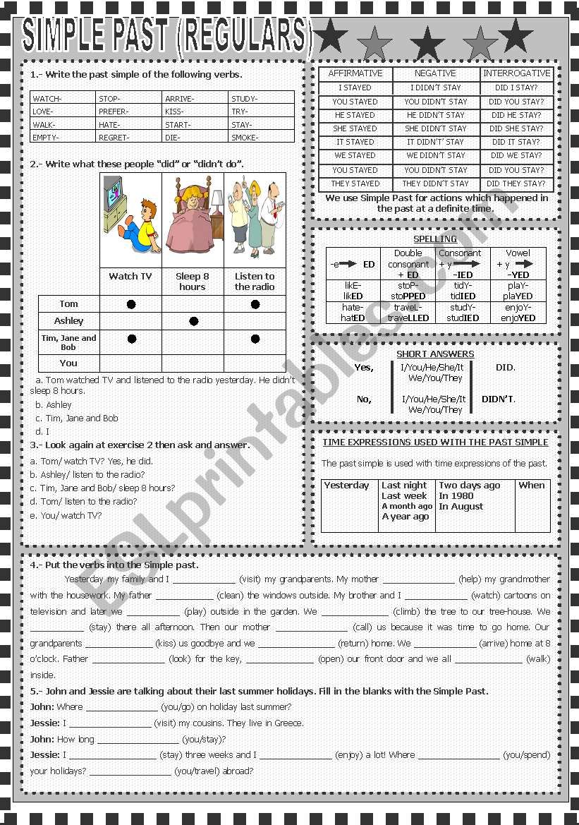 SIMPLE PAST (REGULARS) worksheet