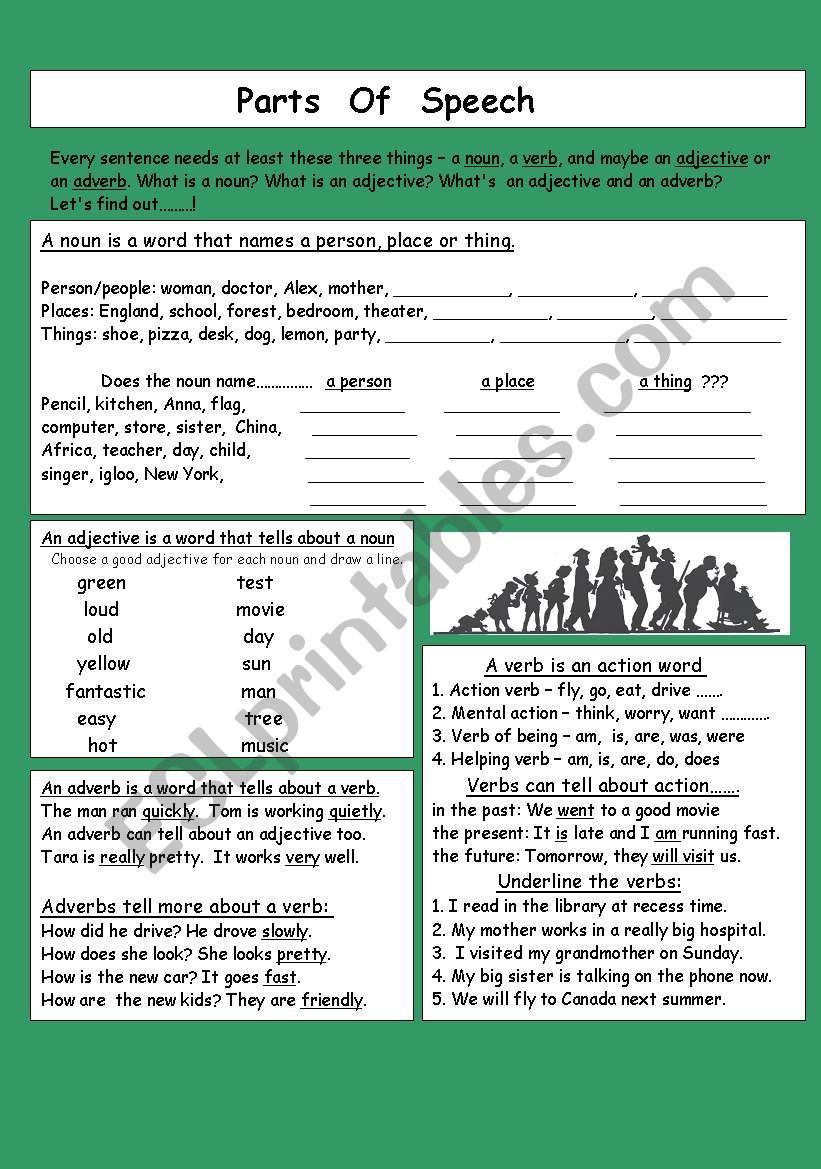 Parts of Speech worksheet