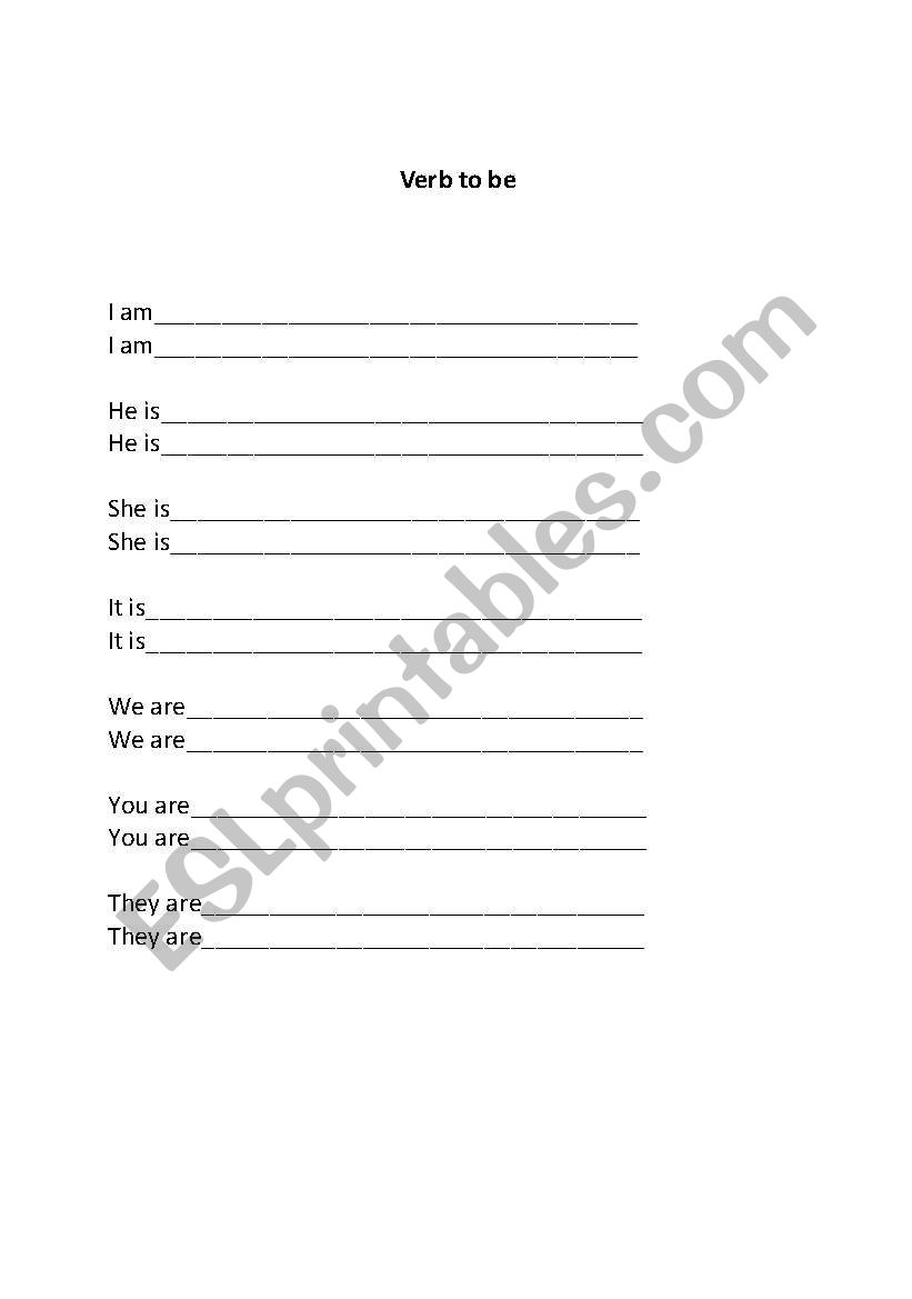 Verb to be worksheet