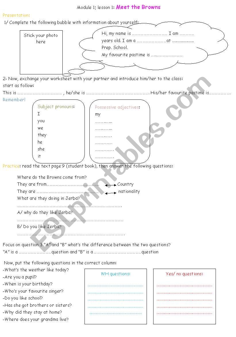 meet the browns worksheet