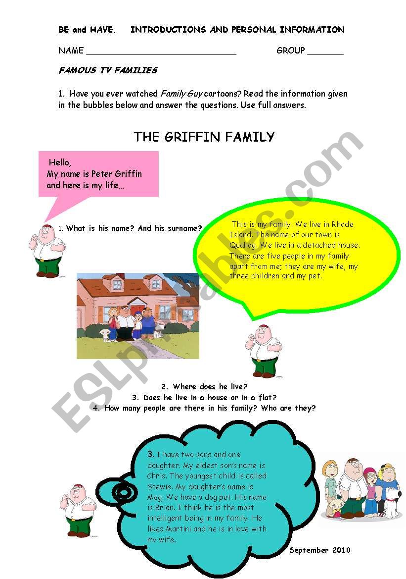 FAMOUS FAMILIES worksheet