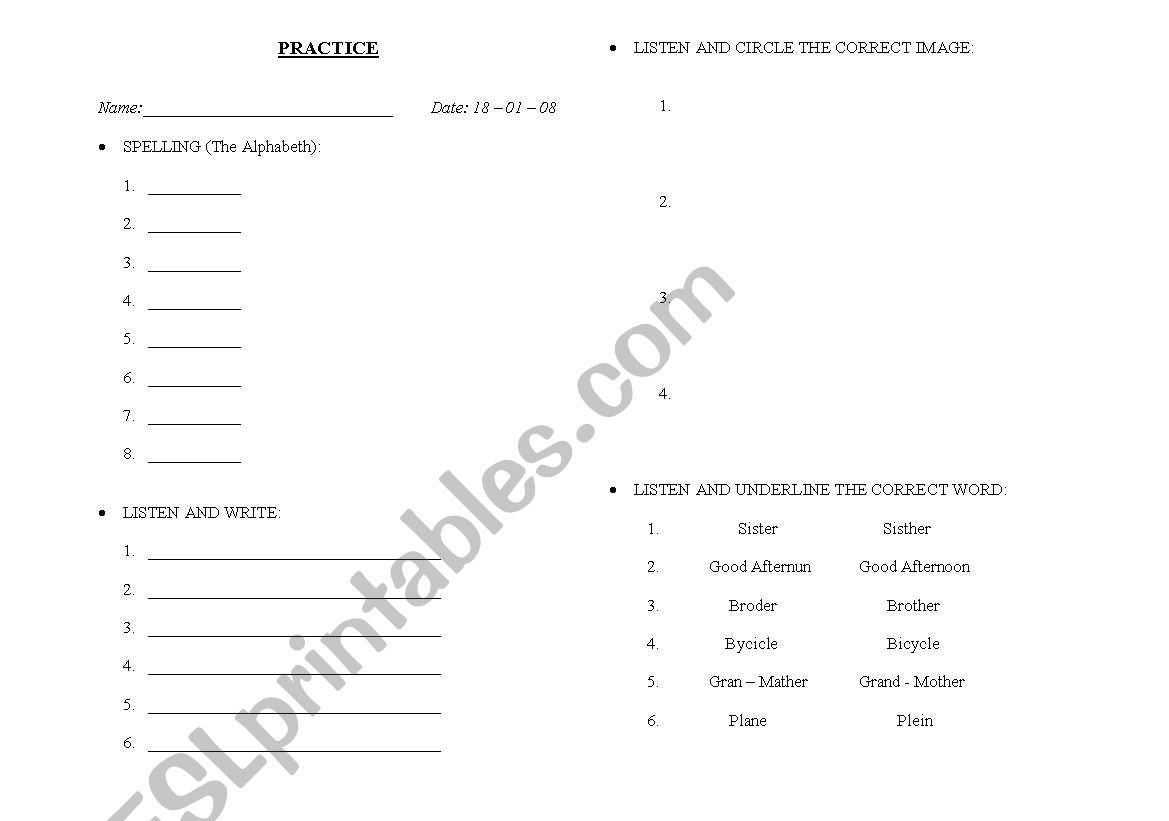 PRACTICE worksheet