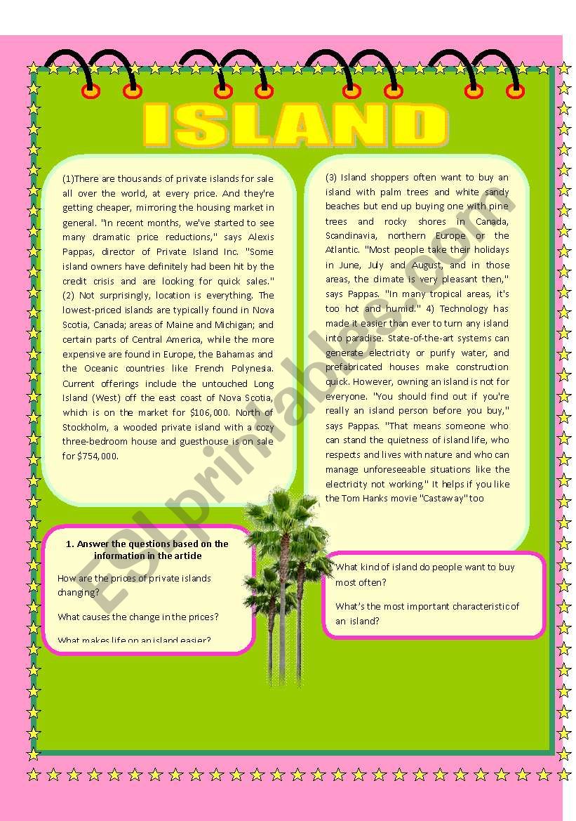 ISLAND worksheet