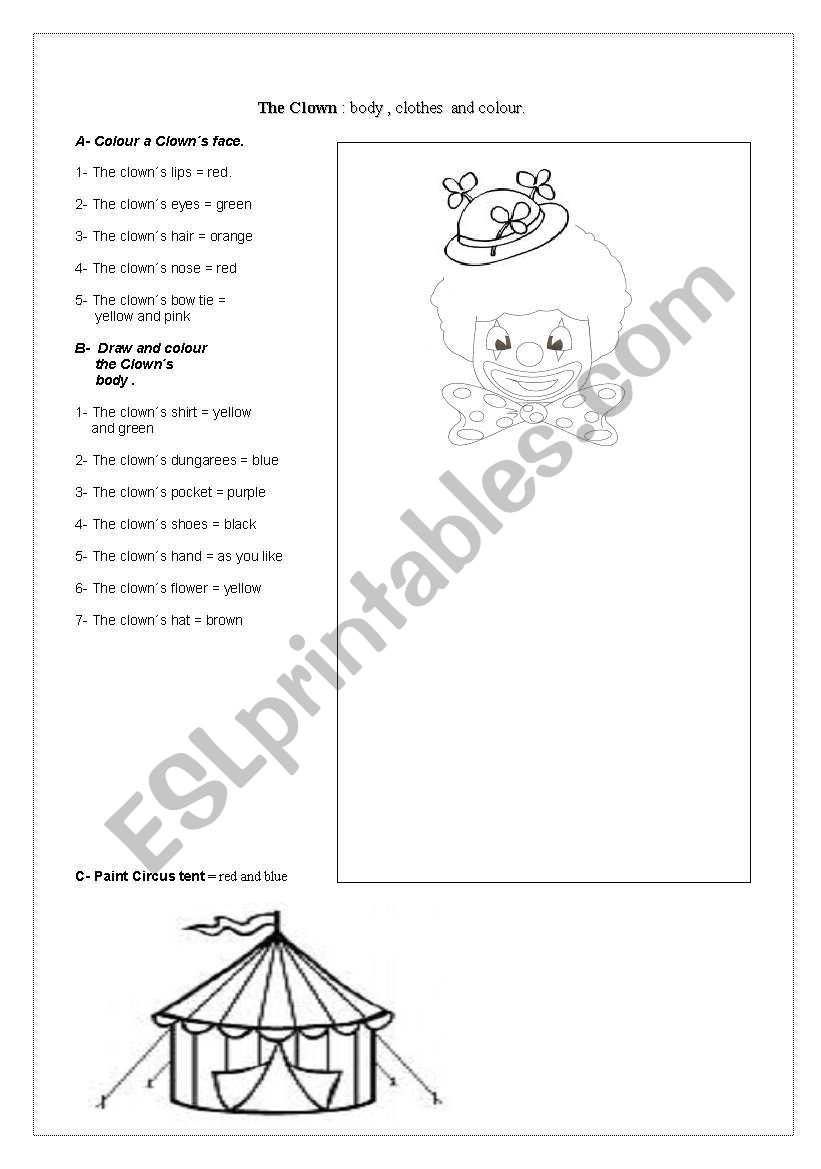 Body, clotles and colour worksheet