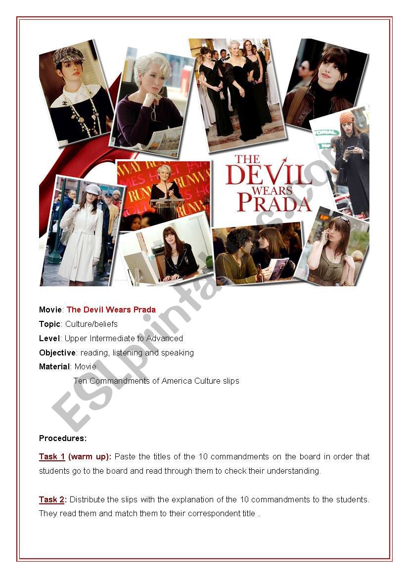 The Devil wears Prada- Movie activity