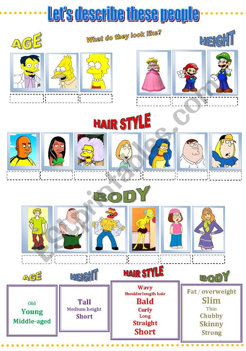 Describing people - part 1/2 worksheet