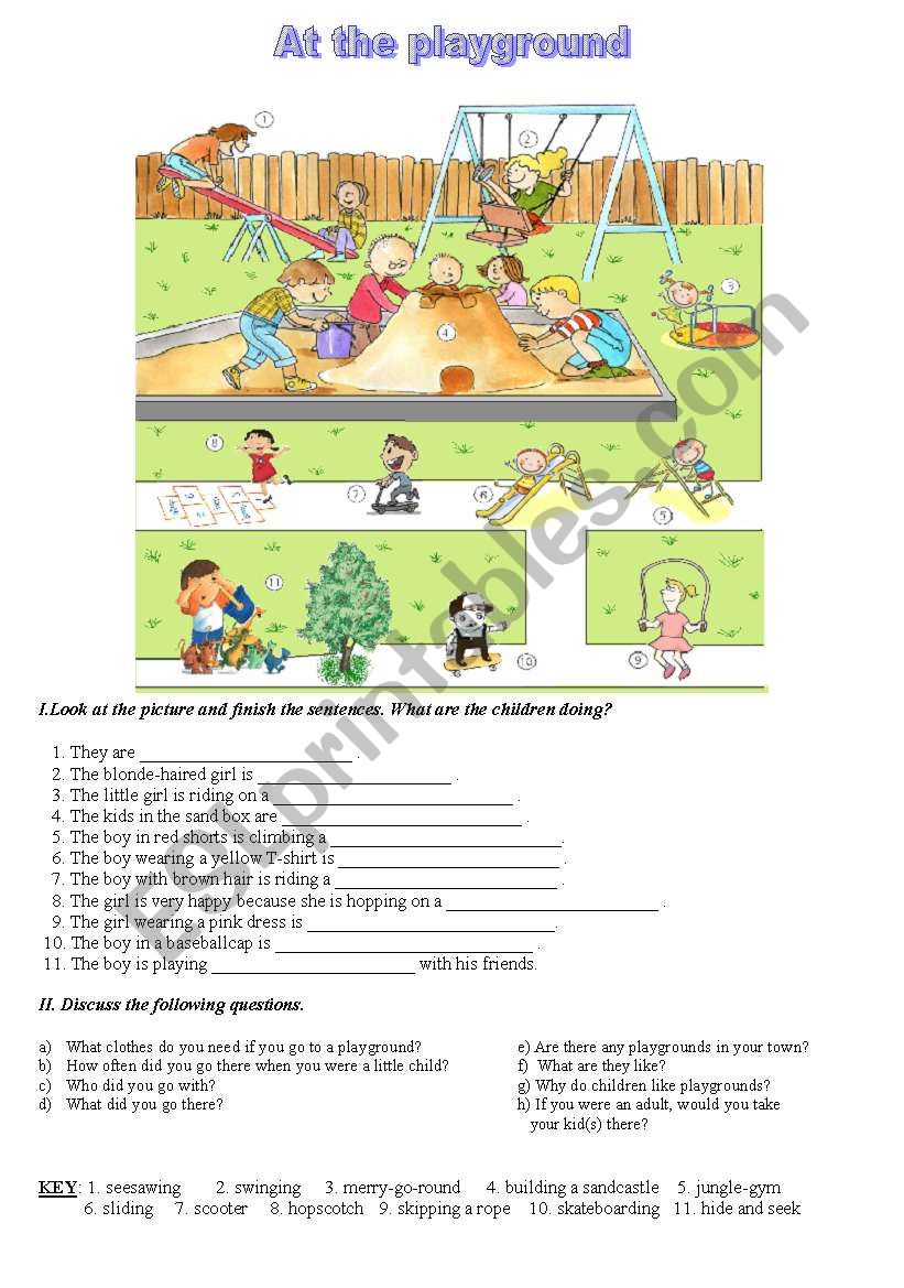 at the playground  worksheet