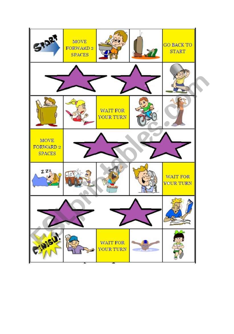 verbs set 1-board game worksheet