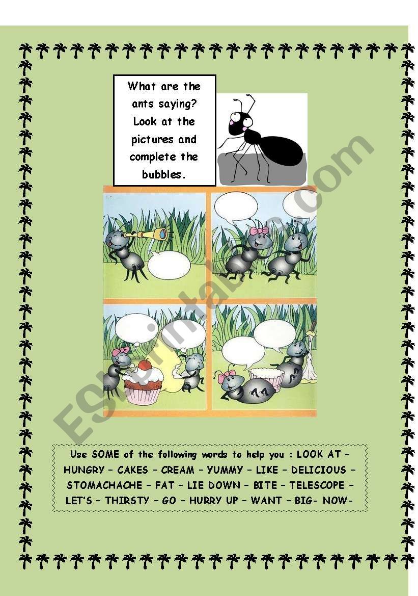 The hungry ants worksheet
