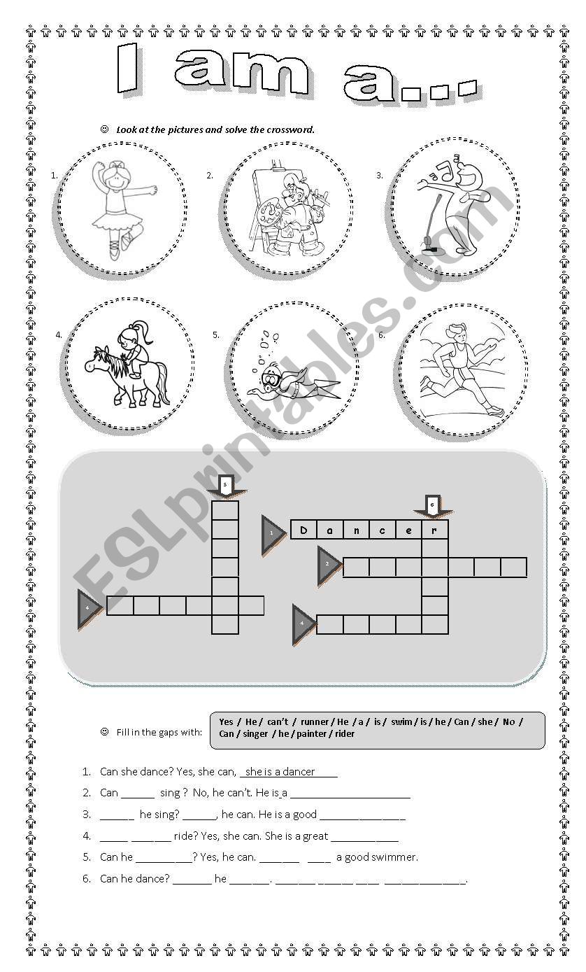 Professions worksheet