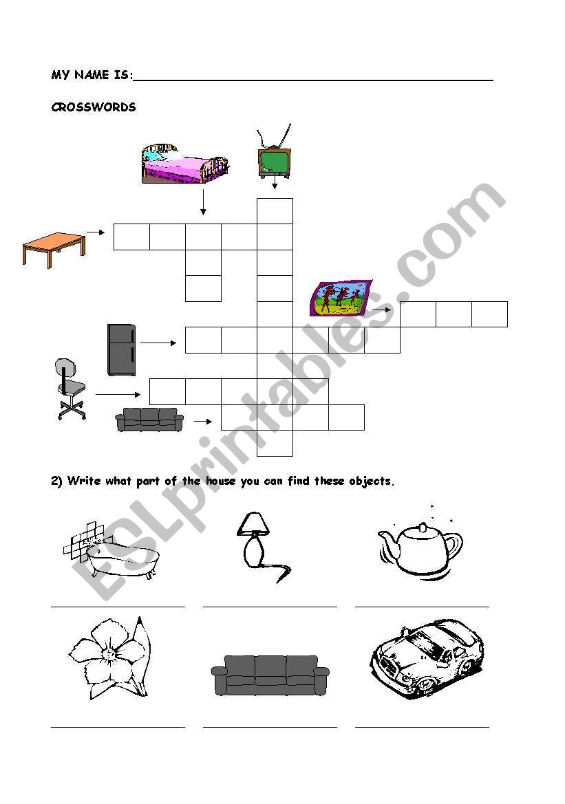 Objects of the house worksheet