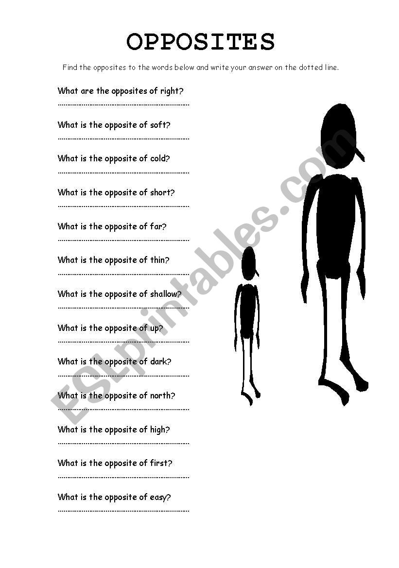 Opposites worksheet