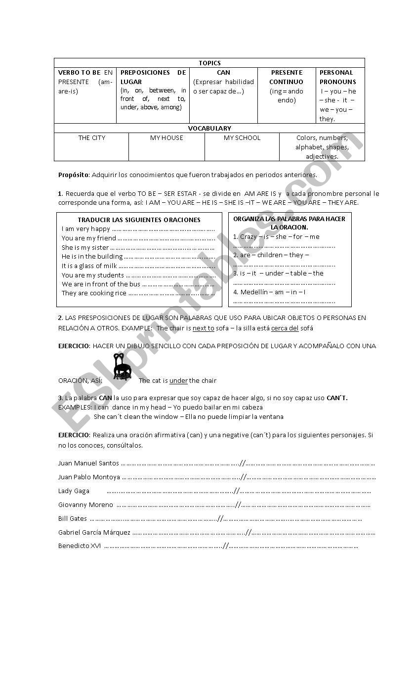 TO BE + ING worksheet