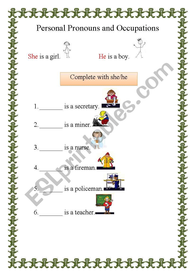 personal pronouns and occupations