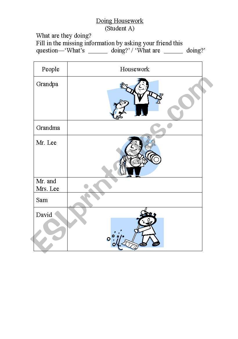 Doing Housework worksheet