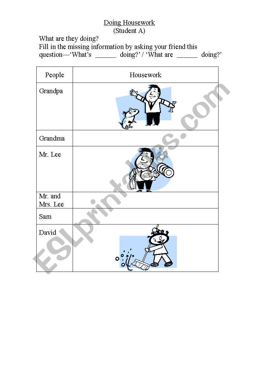 Doing Housework worksheet