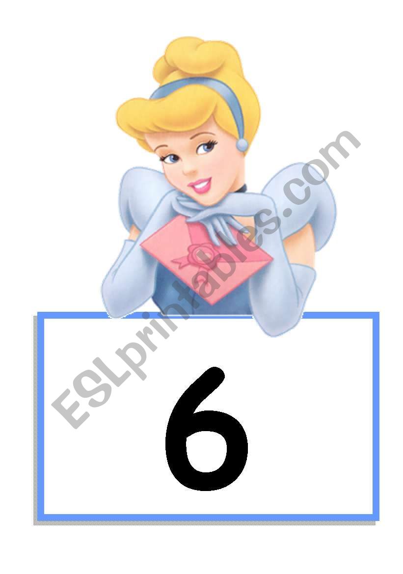 Princess Number Cards 6-10 worksheet