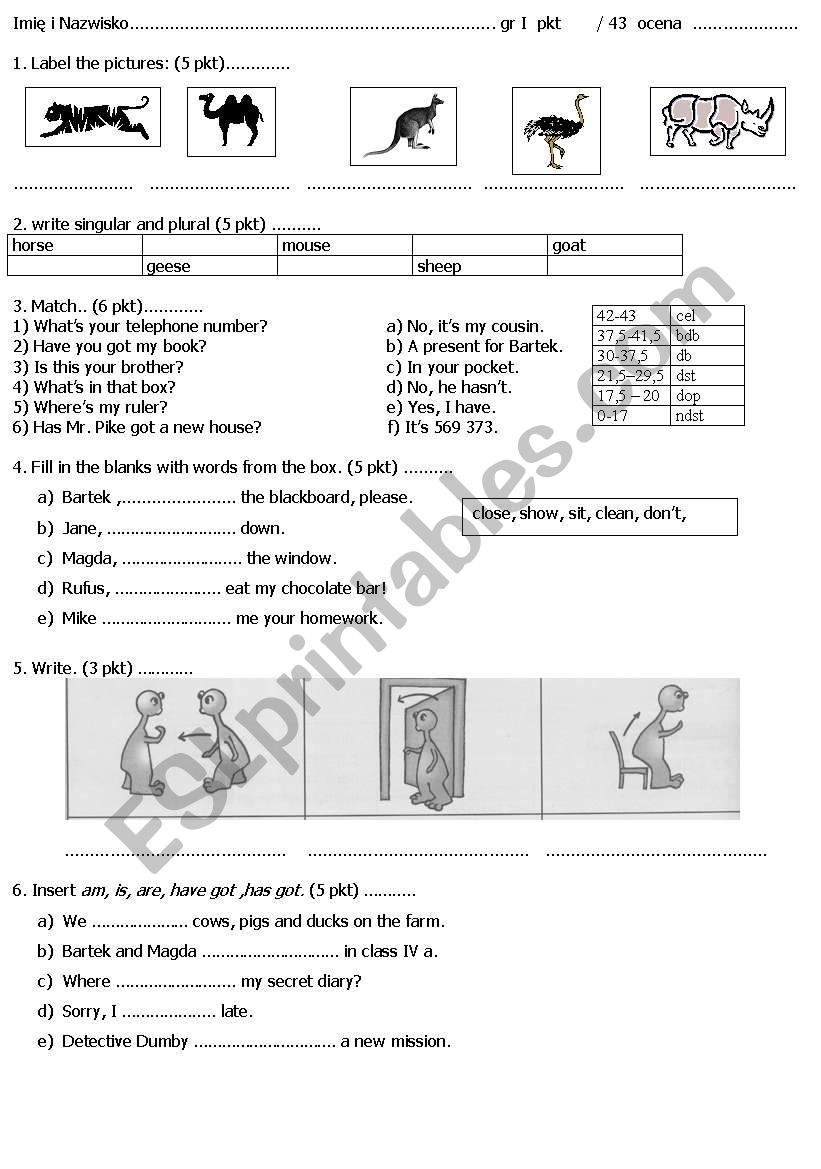 Bingo 4 test group B worksheet