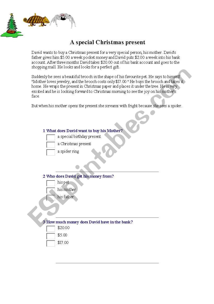 A special christmas present worksheet