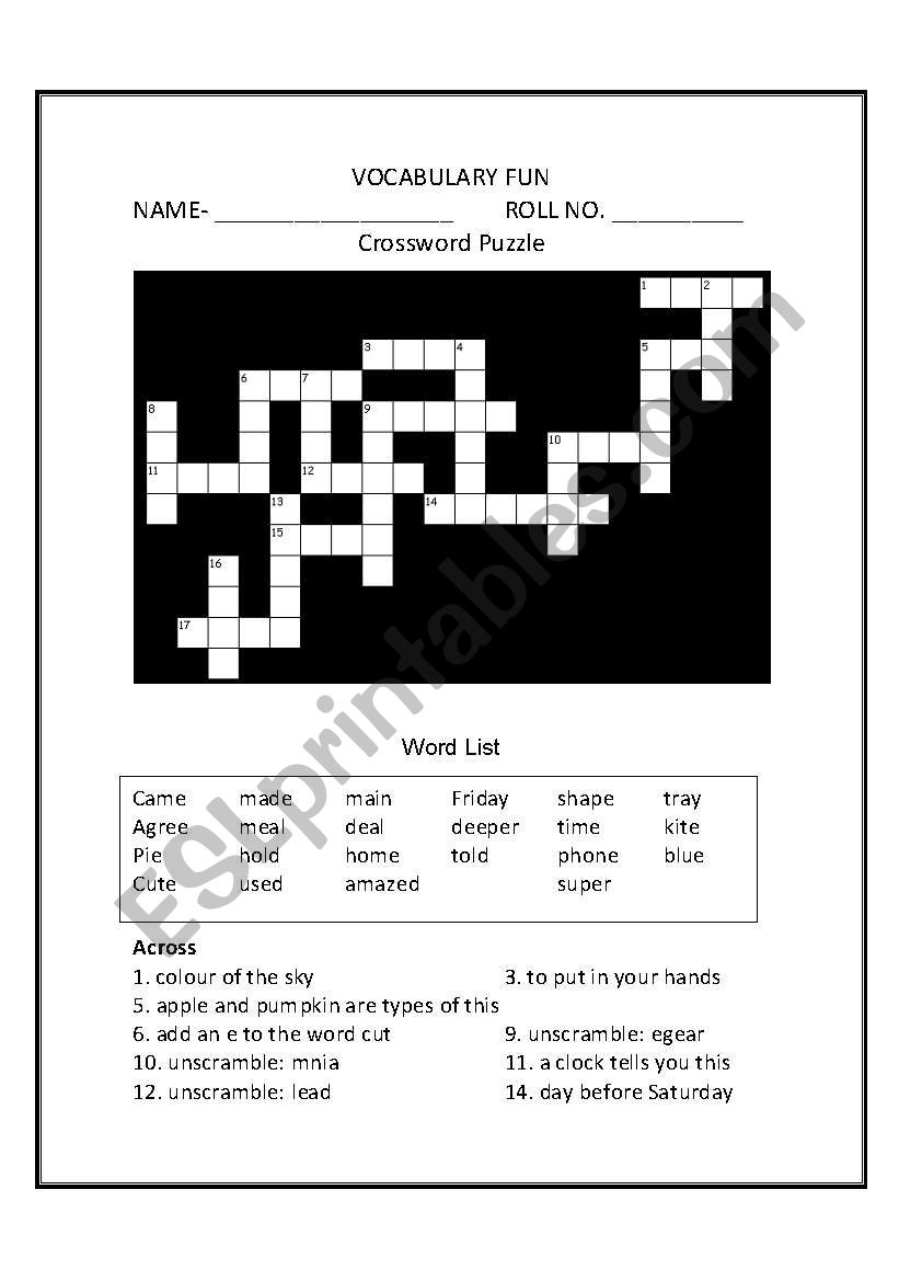 vocab fun worksheet