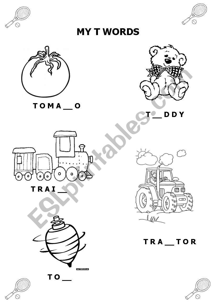 MY T WORDS worksheet