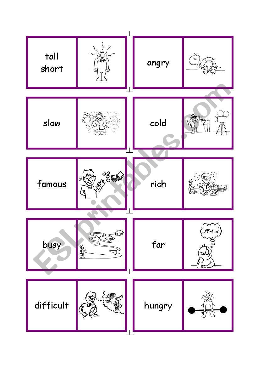 Play dominoes with adjectives worksheet