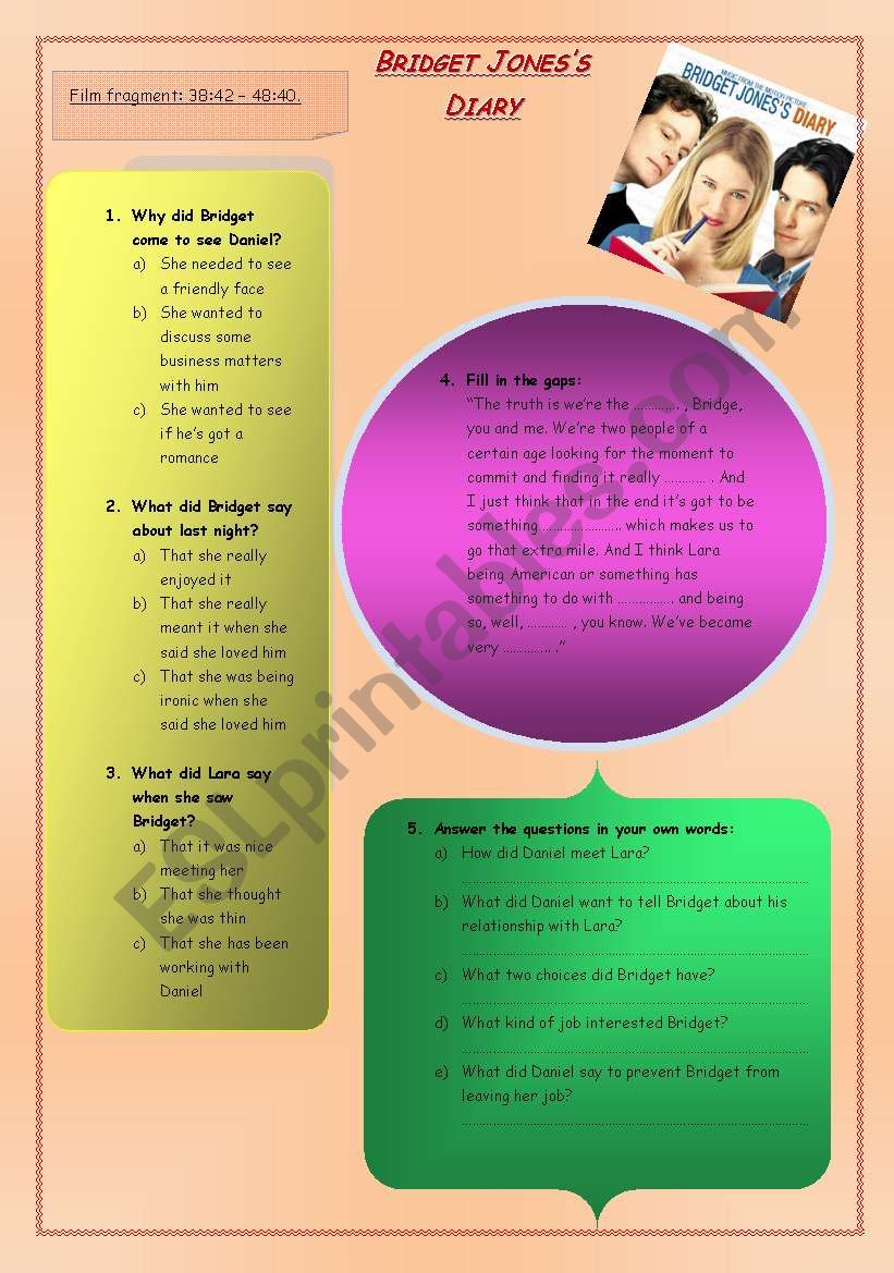 Bridget JonesÂ´s Diary - listening activity