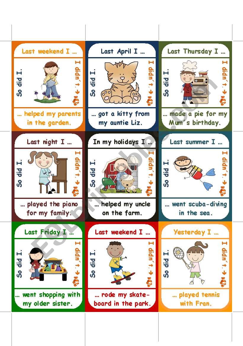 So did I / I didnÂ´t // word-order -> go fish game (PART 2 of 2)