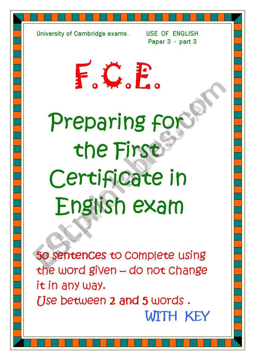 FCE use of english worksheet