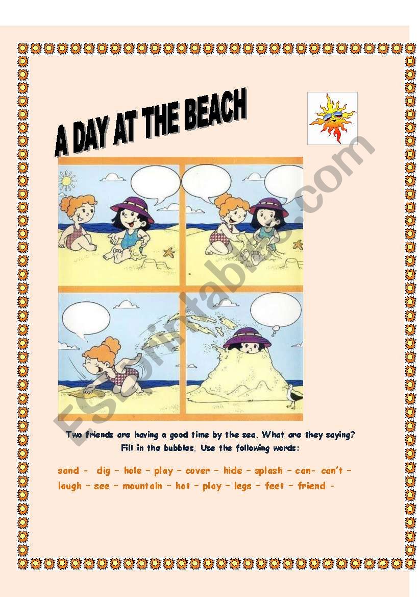 A day at the beach worksheet