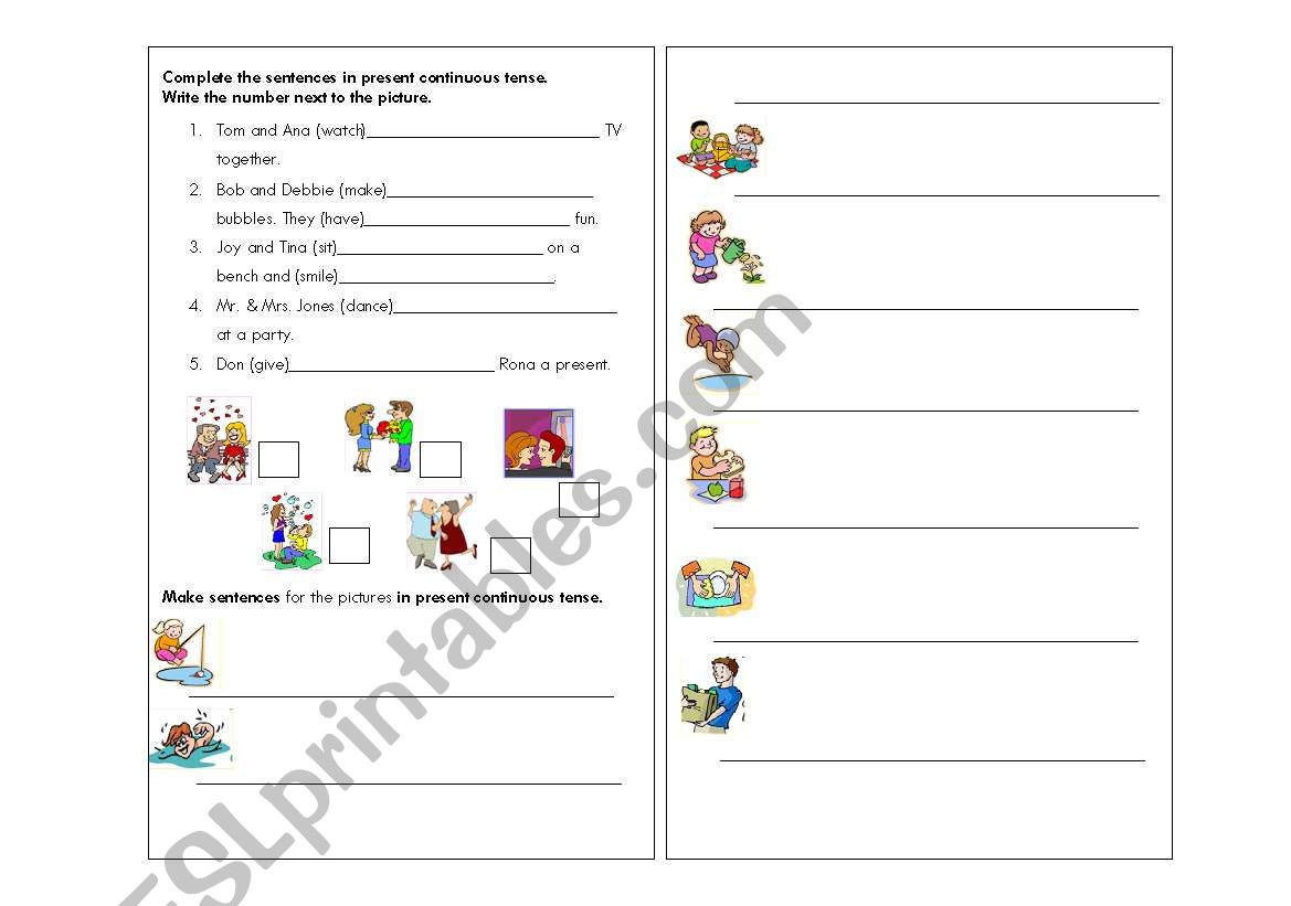 present continuous worksheet