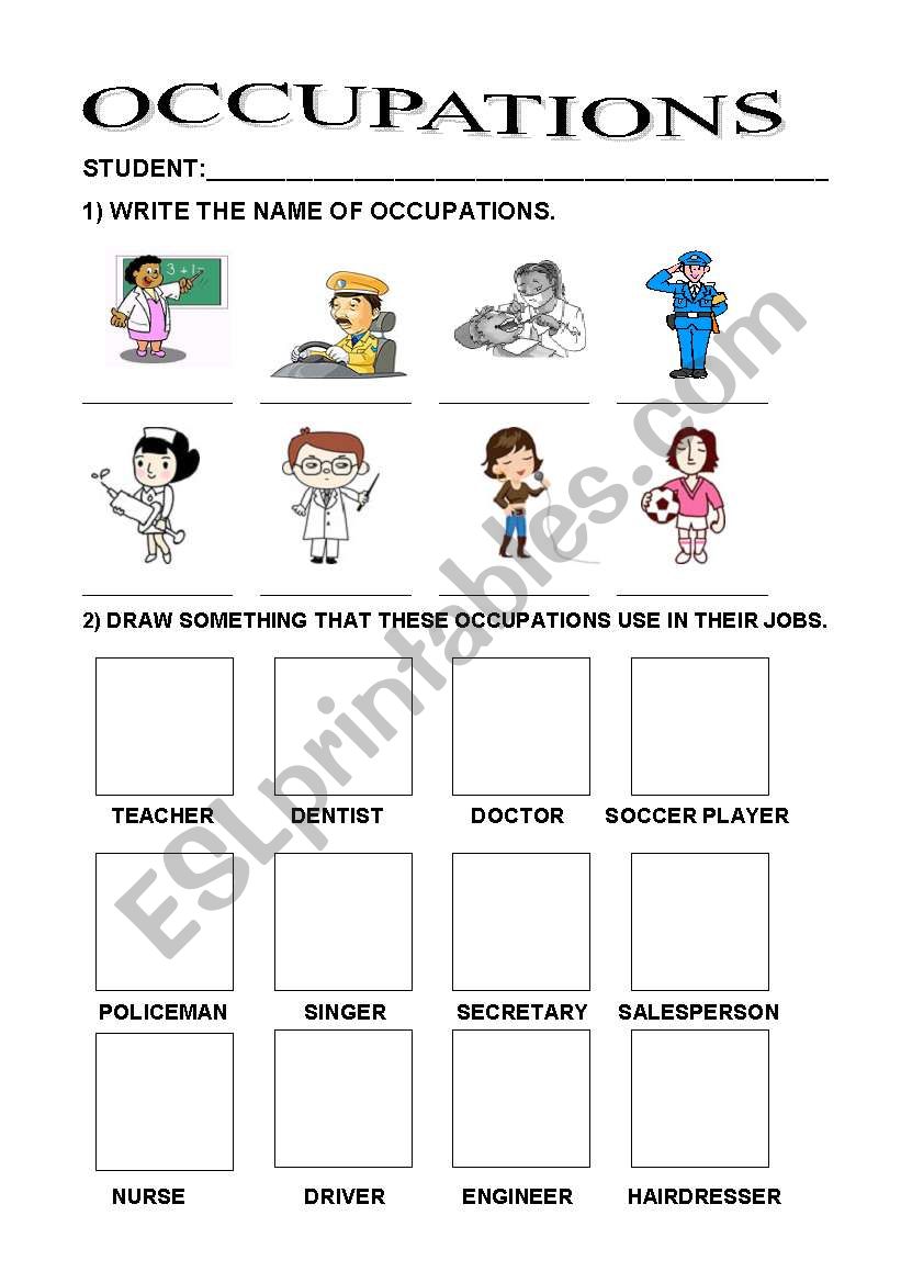 Occupations worksheet