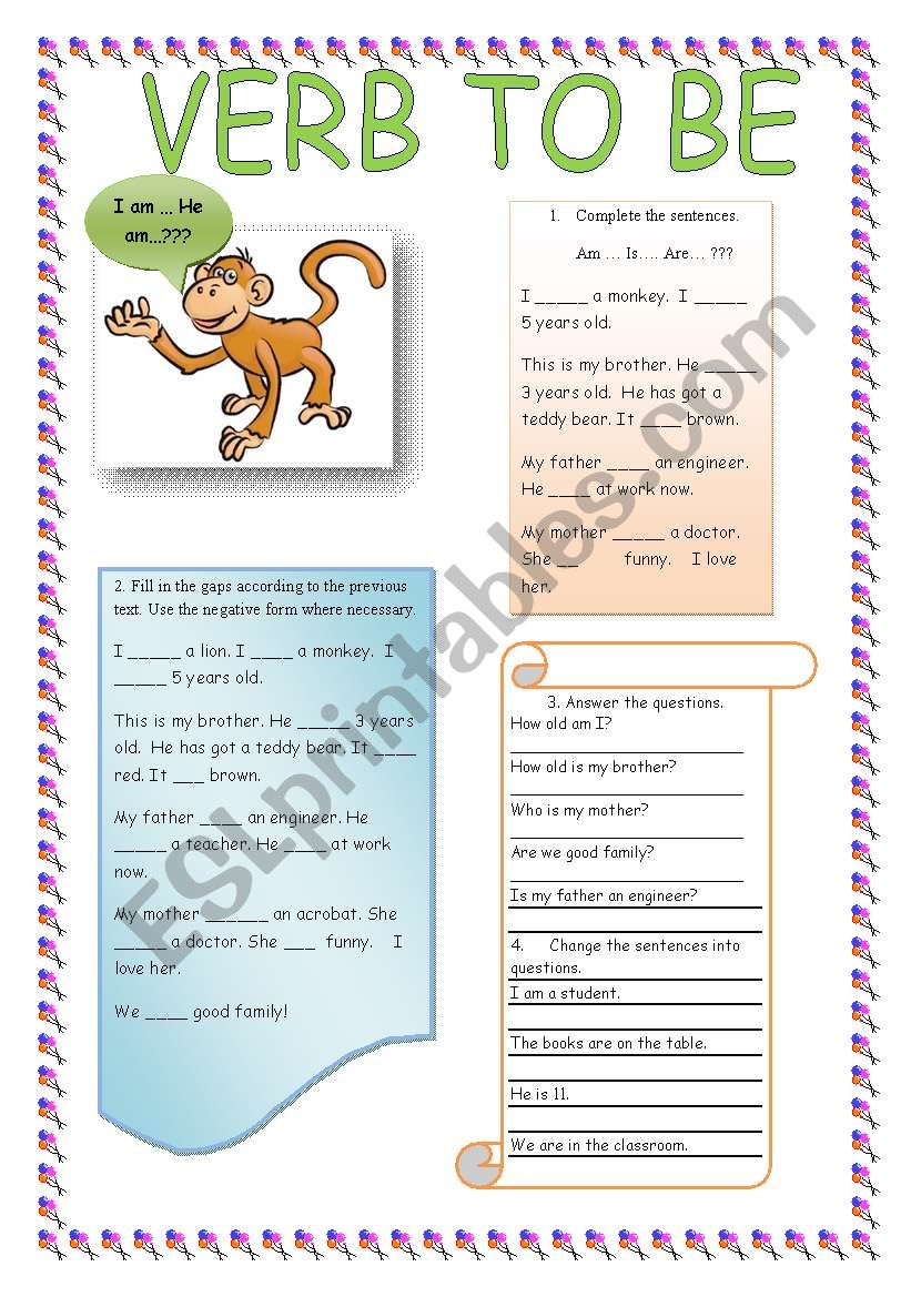 Verb to be worksheet