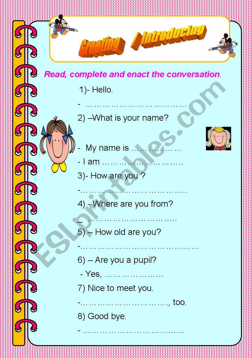 Greeting  /  Introducing worksheet