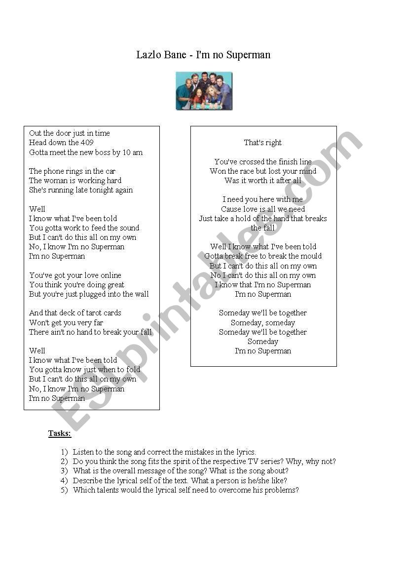 Scrubs theme song worksheet