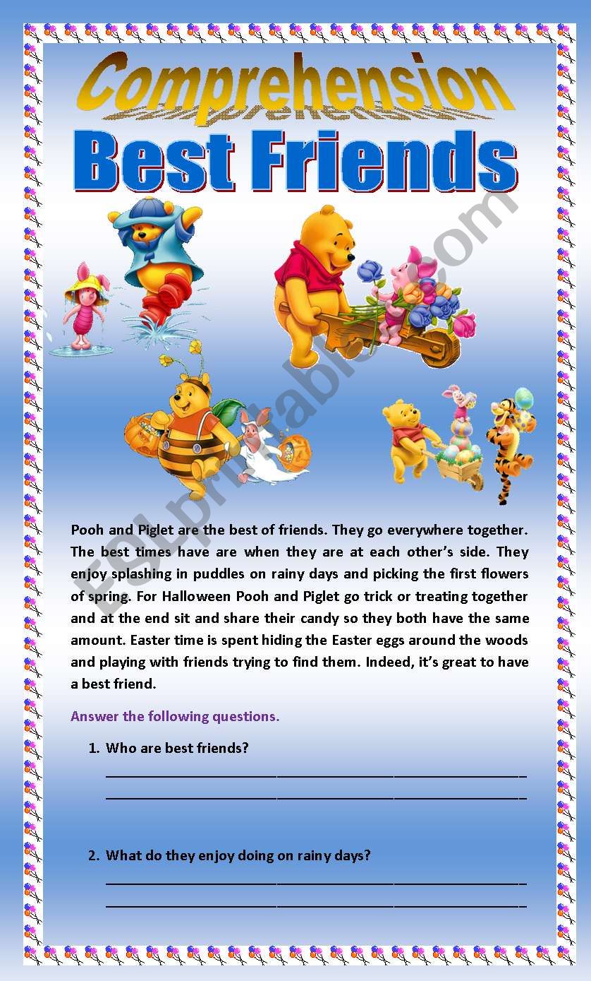 Comprehension - Best Friends worksheet