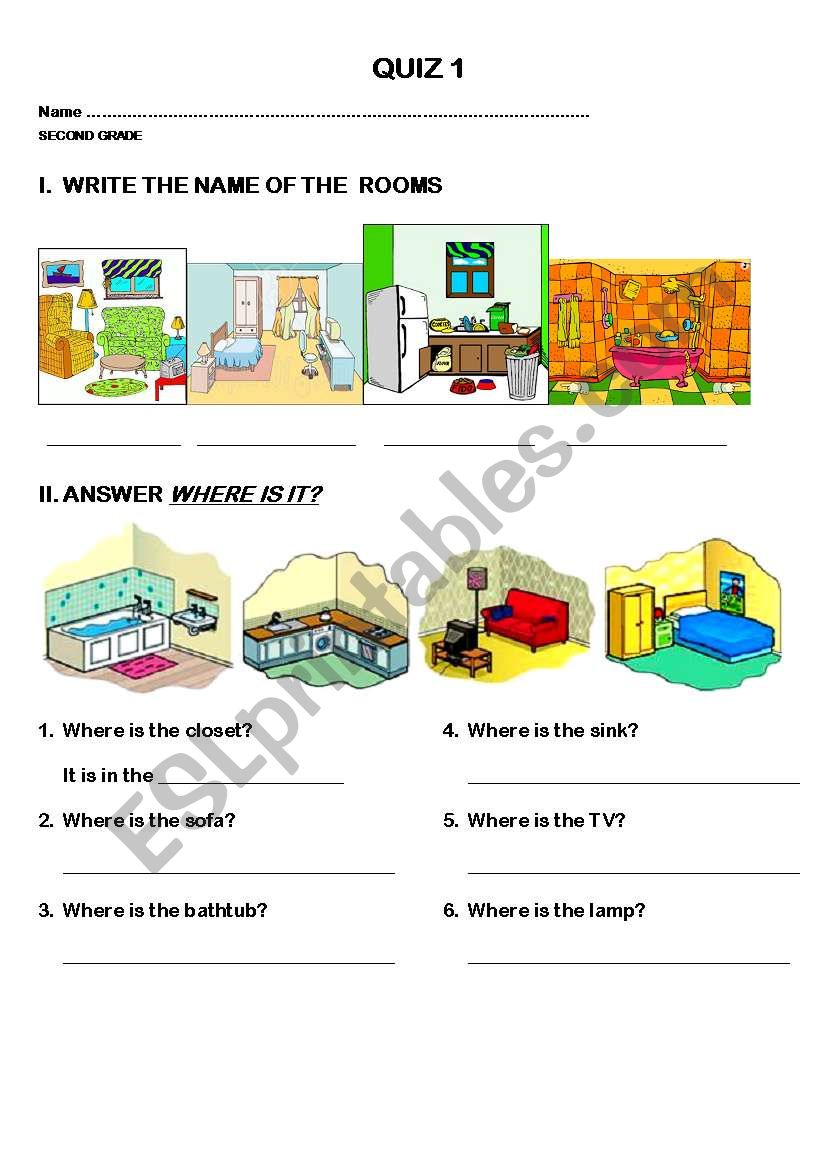 rooms of the house worksheet